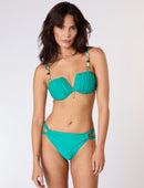 Biquíni Premium Decote V Mix Pedraria Ouro Orgânico Turquesa