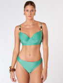 Biquíni Drapeado com Pedraria Alta Sustentação Sálvia