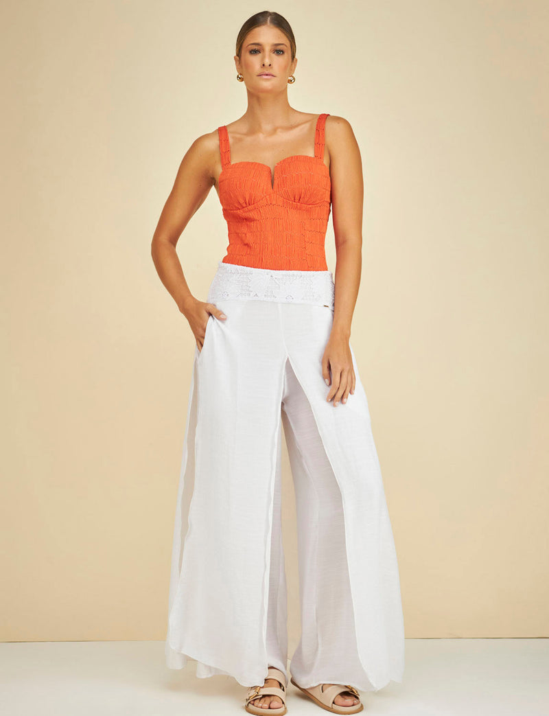 Calça Sobreposta Cós Renda