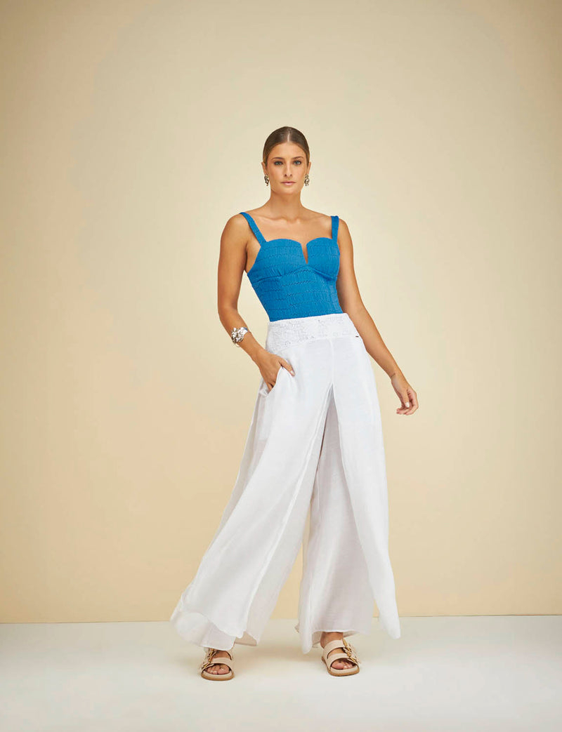 Calça Sobreposta Cós Renda