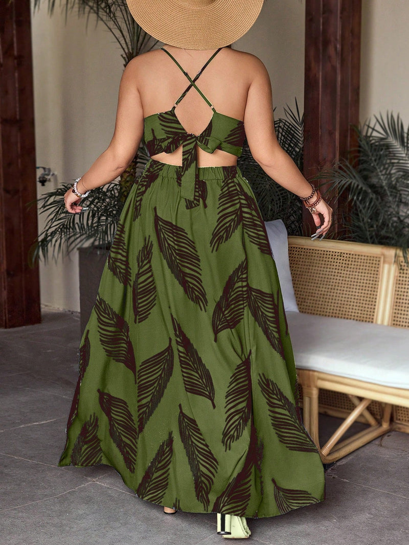 Conjunto Feminino com top e saia com fenda Regiane. Plus Size