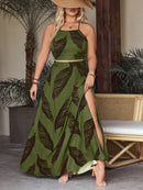 Conjunto Feminino com top e saia com fenda Regiane. Plus Size