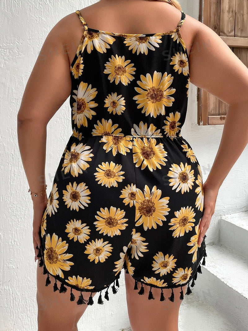 Macacão Feminino Florido Melissa Plus Size