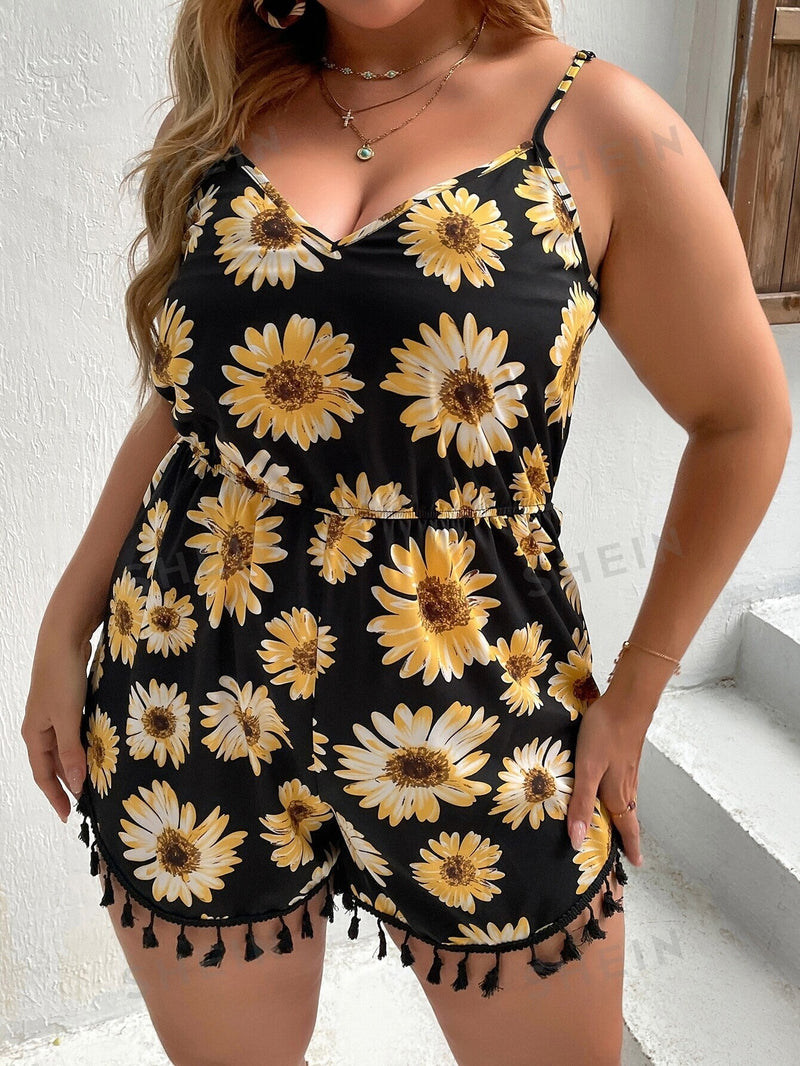 Macacão Feminino Florido Melissa Plus Size