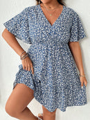 Vestido Feminino com Manga Borboleta com Babado na Barra - Liliane. Plus Size