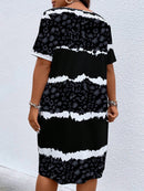 Vestido feminino estampado manga curta Leonice Plus Size