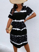 Vestido feminino estampado manga curta Leonice Plus Size