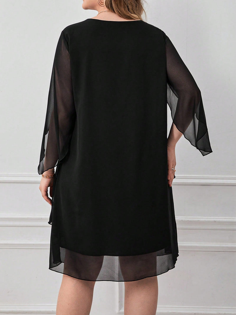 Vestido Feminino Manga Solta Luna Plus Size