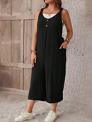 Macacão Feminino sem mangas e Botão Frontal - Luana. Plus Size