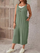 Macacão Feminino sem mangas e Botão Frontal - Luana. Plus Size