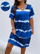 Vestido feminino estampado manga curta Leonice Plus Size