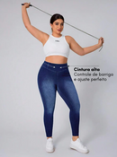 Calça jeans Feminina de Malha Cintura em V - Belle. Plus Size