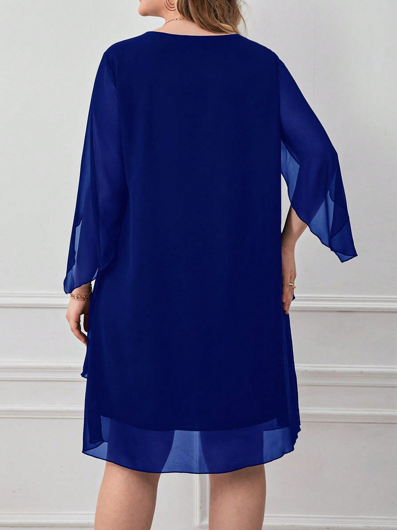 Vestido Feminino Manga Solta Luna Plus Size