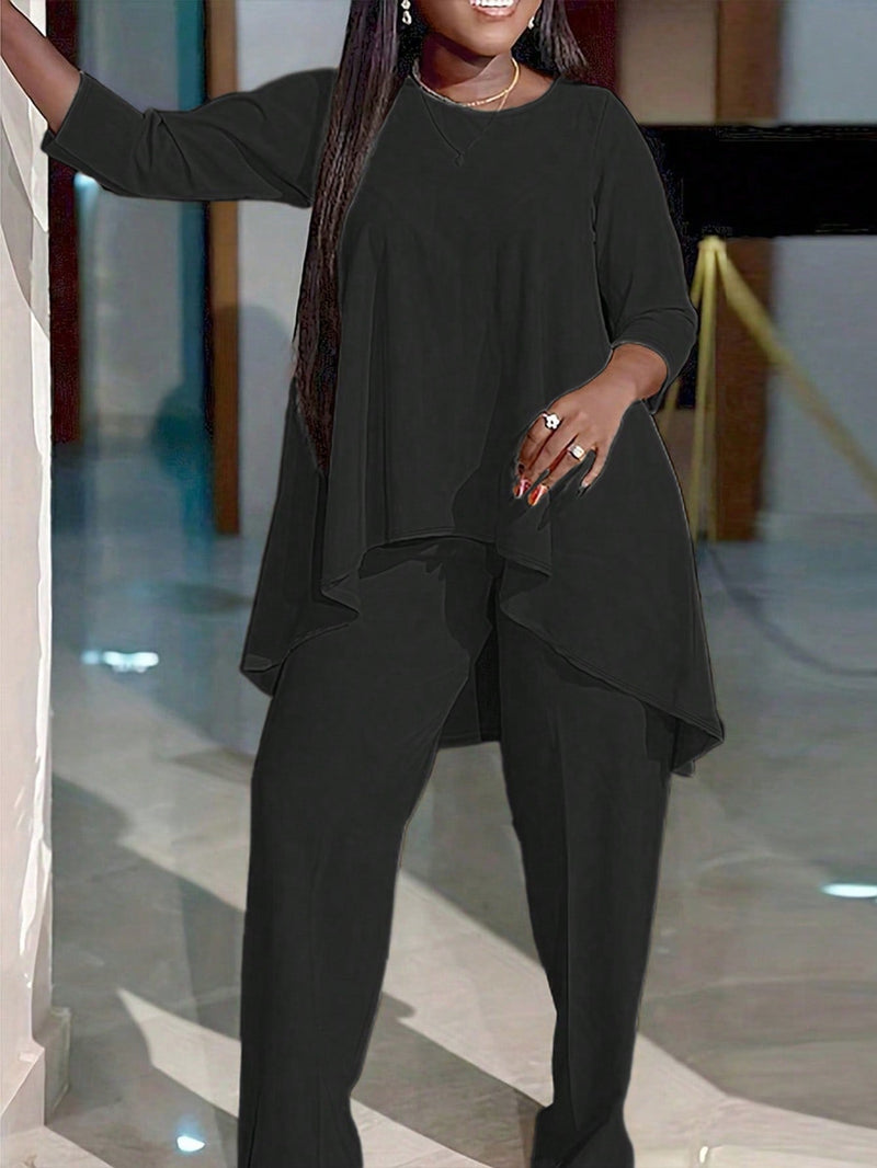 Conjunto Feminino Elegante Assimétrico Rubi Plus Size