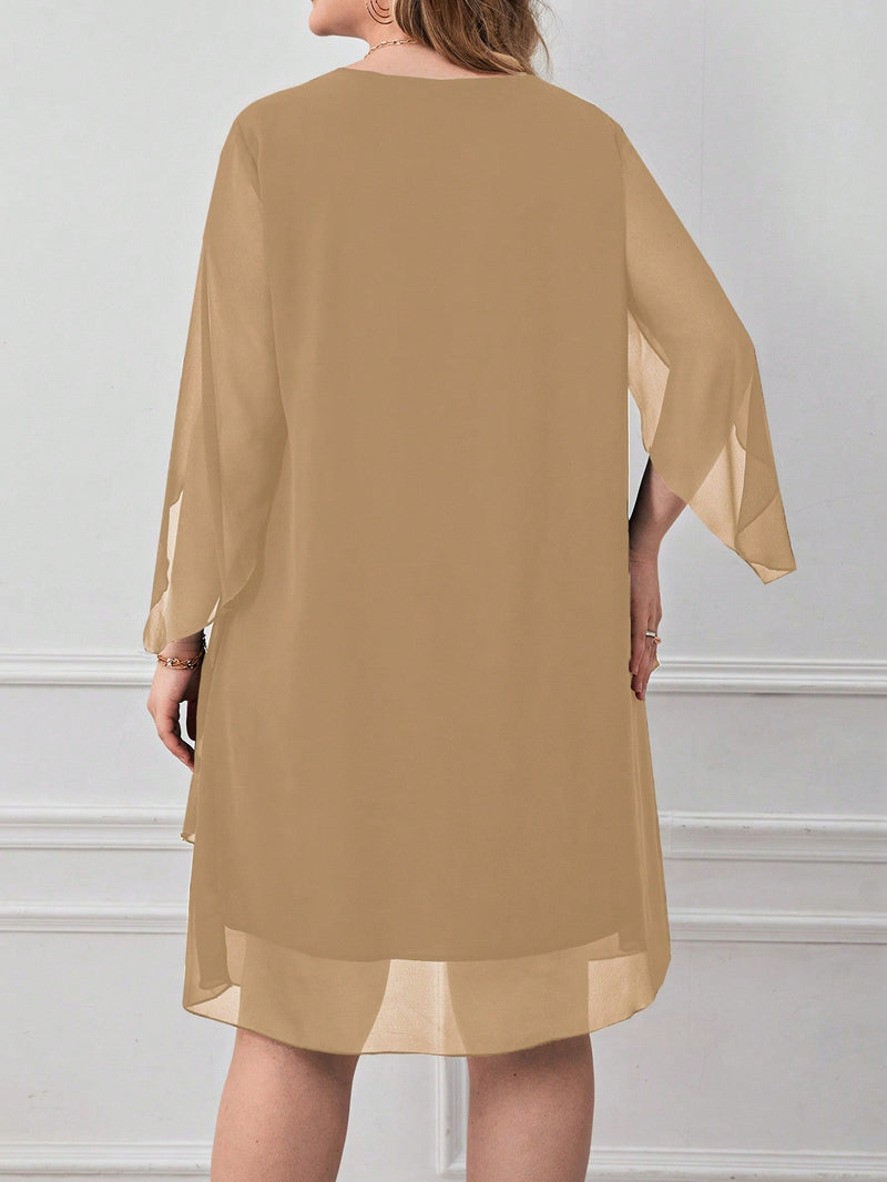 Vestido Feminino Manga Solta Luna Plus Size