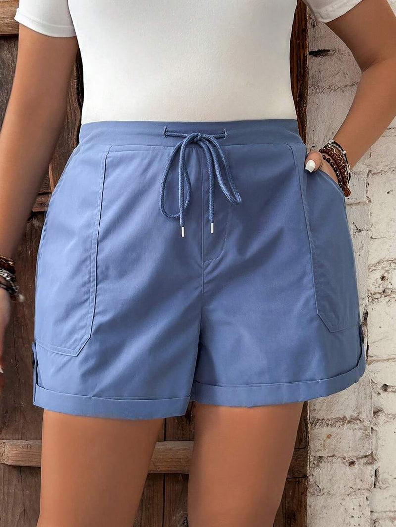 Short Feminino de Cintura com Cordão e Bolsos - Anastasia. Plus Size