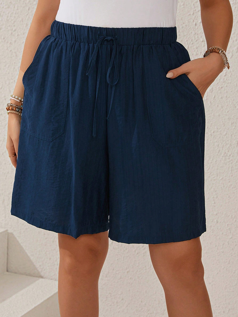 Bermuda Feminina Com Cordão Na Cintura e Bolsos Funcionais - Elise. Plus Size