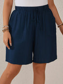 Bermuda Feminina Com Cordão Na Cintura e Bolsos Funcionais - Elise. Plus Size