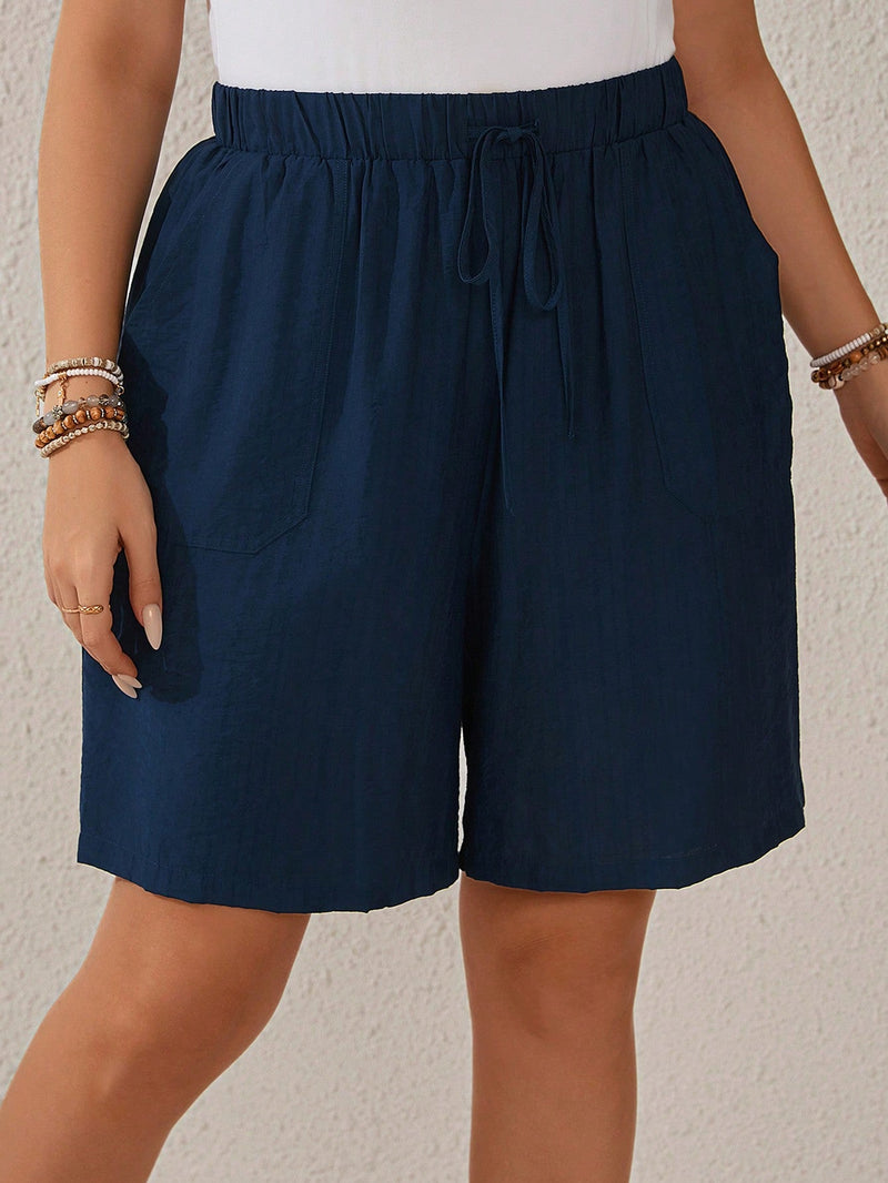 Bermuda Feminina Com Cordão Na Cintura e Bolsos Funcionais - Elise. Plus Size
