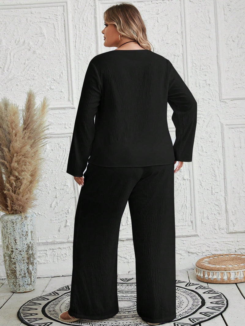 Conjunto feminino texturizado Brunellis Plus Size