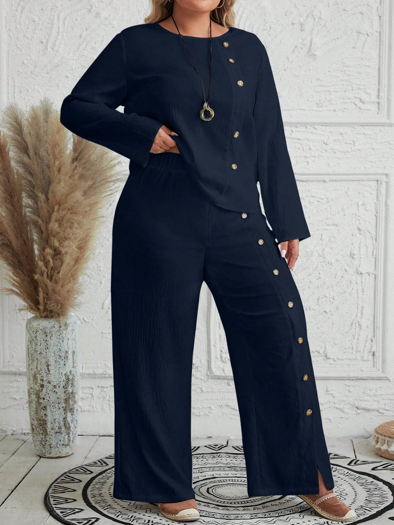 Conjunto feminino texturizado Brunellis Plus Size