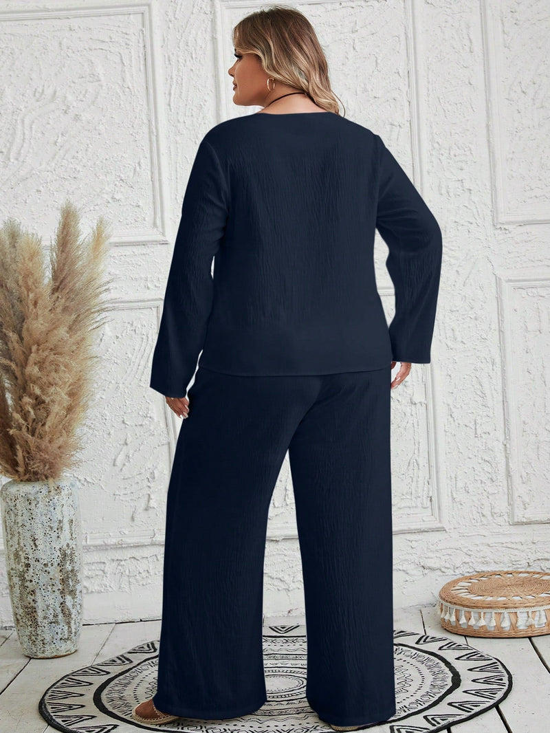 Conjunto feminino texturizado Brunellis Plus Size