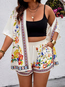 Conjunto Feminino de Kimono e Short com Bolsos - Vitória. Plus Size