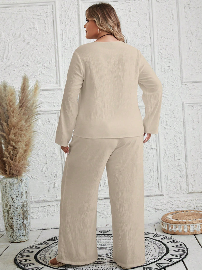 Conjunto feminino texturizado Brunellis Plus Size