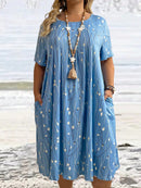 Vestido Feminino ajuste solto e bolsos - Marly. Plus Size