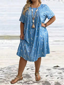 Vestido Feminino ajuste solto e bolsos - Marly. Plus Size