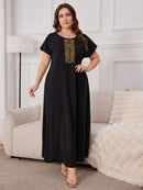 Túnica feminina com Bordado de manga curta - Rania. Plus Size