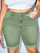 Shorts Feminino de cintura alta bainha enrolada - Federica. Plus Size