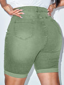 Shorts Feminino de cintura alta bainha enrolada - Federica. Plus Size