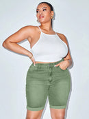 Shorts Feminino de cintura alta bainha enrolada - Federica. Plus Size