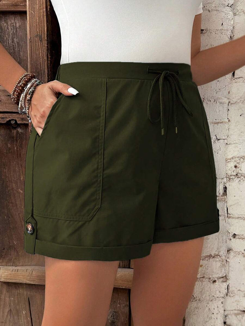 Short Feminino de Cintura com Cordão e Bolsos - Anastasia. Plus Size