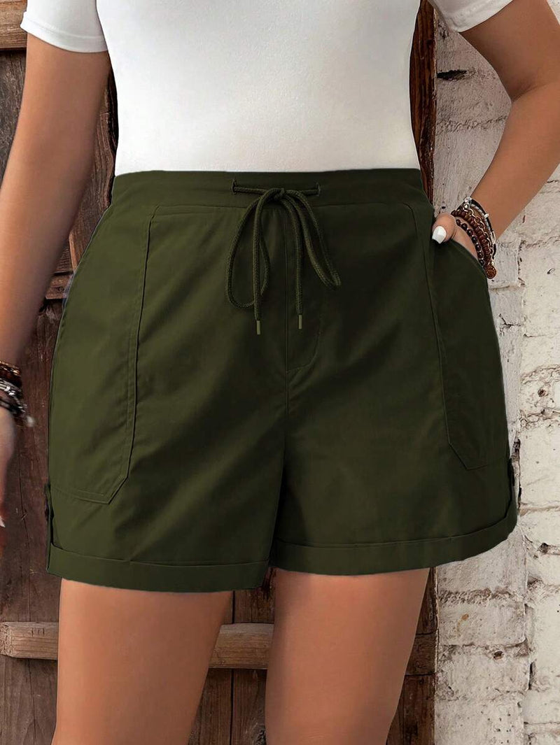 Short Feminino de Cintura com Cordão e Bolsos - Anastasia. Plus Size