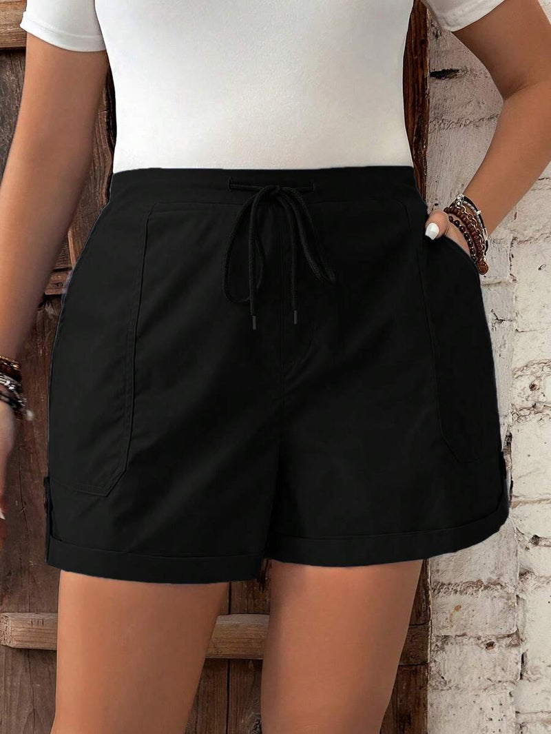 Short Feminino de Cintura com Cordão e Bolsos - Anastasia. Plus Size