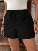 Short Feminino de Cintura com Cordão e Bolsos - Anastasia. Plus Size