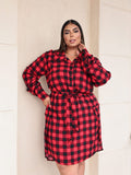 Vestido Camisa Xadrez Elegante e Confortável - Lia. Plus Size