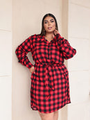 Vestido Camisa Xadrez Elegante e Confortável - Lia. Plus Size