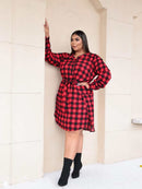 Vestido Camisa Xadrez Elegante e Confortável - Lia. Plus Size