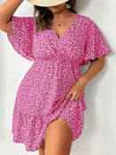 Vestido Feminino com Manga Borboleta com Babado na Barra - Liliane. Plus Size