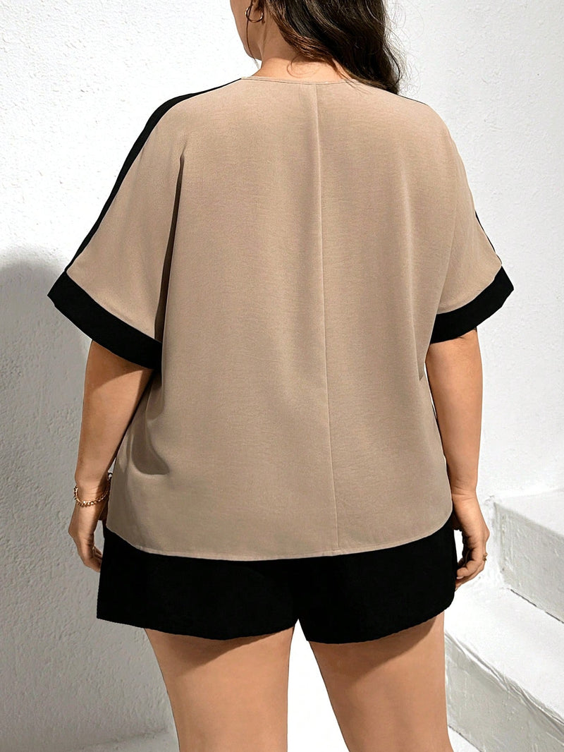 Conjunto Feminino de Shorts e Camisa Casual - Liny. Plus Size