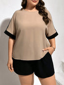 Conjunto Feminino de Shorts e Camisa Casual - Liny. Plus Size