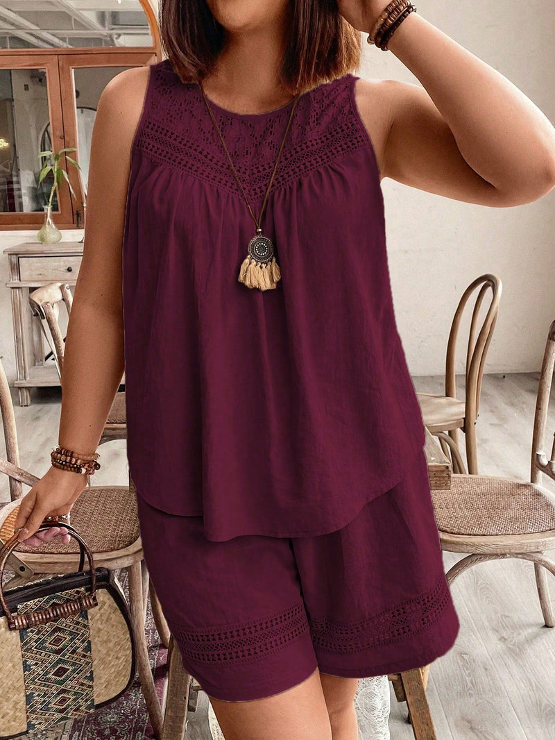 Conjunto feminino solto de verão Edelis. Plus Size