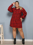 Vestido Camisa Feminino Xadrez com Manga Longa - Laila. Plus Size