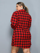 Vestido Camisa Feminino Xadrez com Manga Longa - Laila. Plus Size