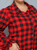 Vestido Camisa Feminino Xadrez com Manga Longa - Laila. Plus Size