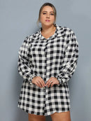 Vestido Camisa Feminino Xadrez com Manga Longa - Laila. Plus Size