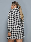 Vestido Camisa Feminino Xadrez com Manga Longa - Laila. Plus Size